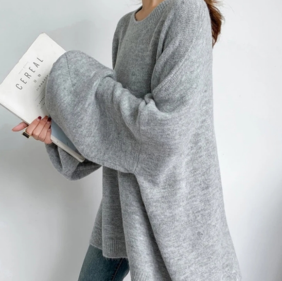 Seashore Dreams Cosy Puff Sleeve Loose Fit Pullover Sweater - Picture 8 of 8